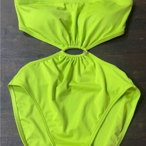 Michael Kors Vibrant Green Cut-Out One Piece